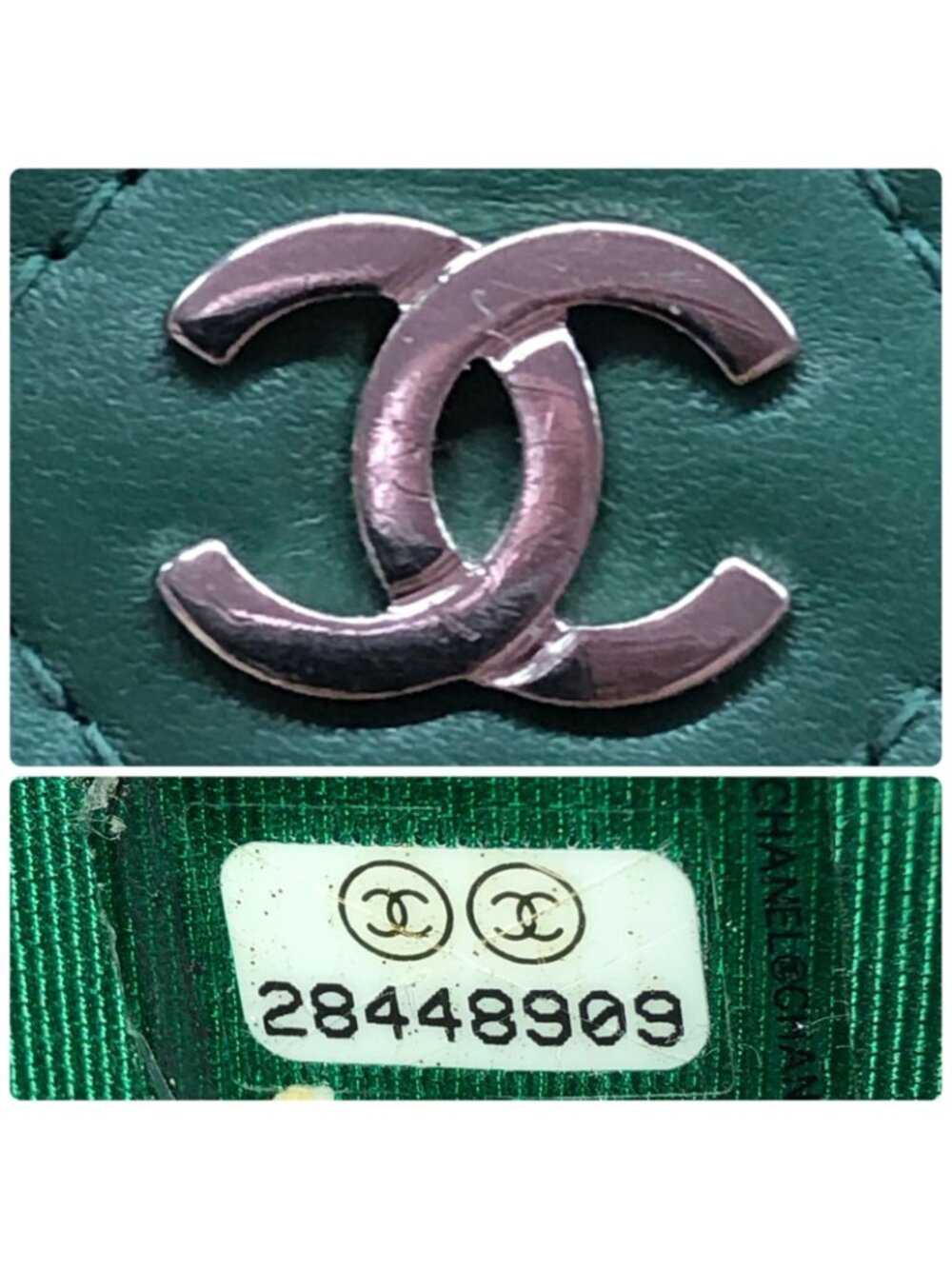 Chanel Coin Case CC Logo Quilted Green Card - Picture 9 of 9